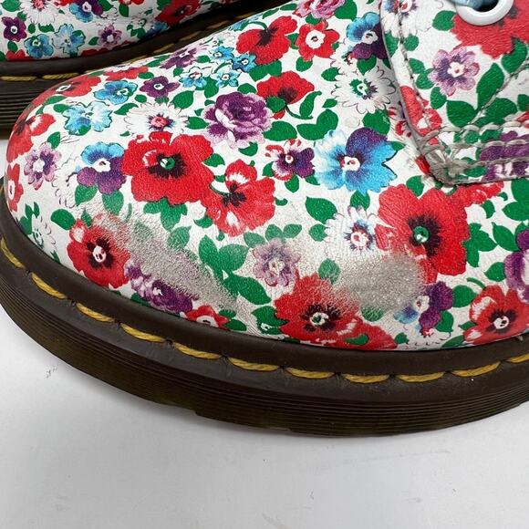 Dr. Marten Boots Women's Size 8 Blue Pascal Floral Print Ribbon Laces Combat - Picture 5 of 16